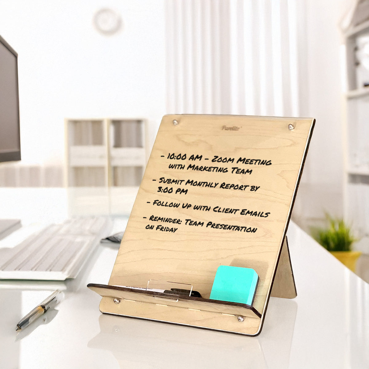 Wood and Acrylic Easel Style Dry Erase Board and Book/Tablet Holder for Home and Office | Portable Whiteboard for Students and Teachers