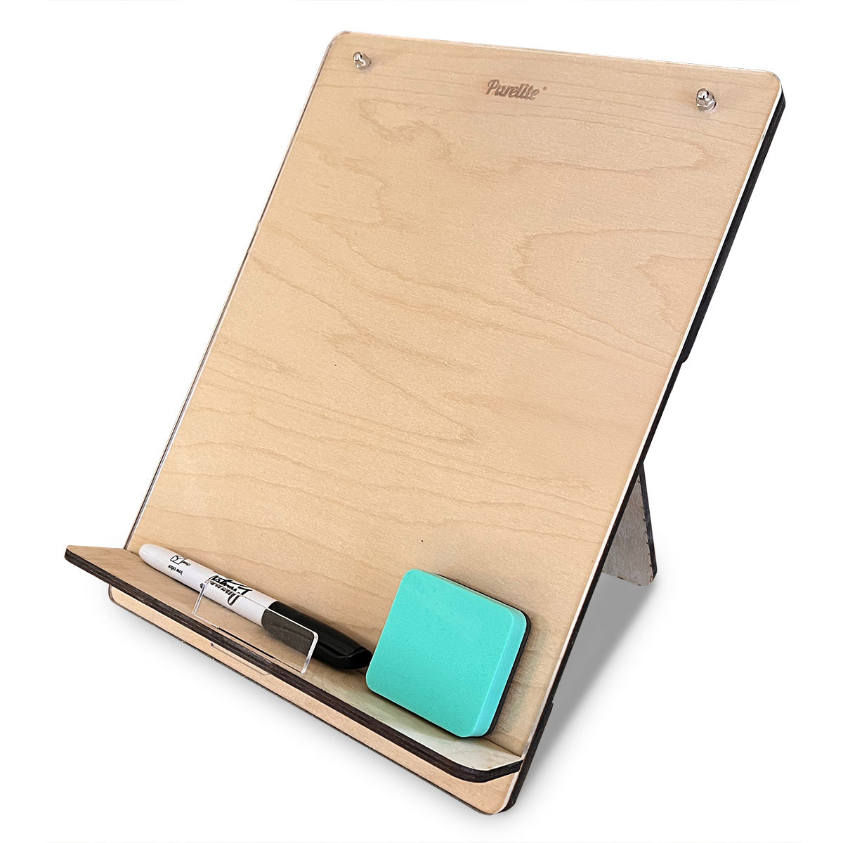 Wood and Acrylic Easel Style Dry Erase Board and Book/Tablet Holder for Home and Office | Portable Whiteboard for Students and Teachers