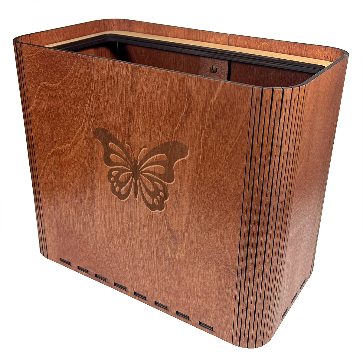 Slim Trash Can - Butterfly - Wooden Garbage Bin for Girls's Bedroom
