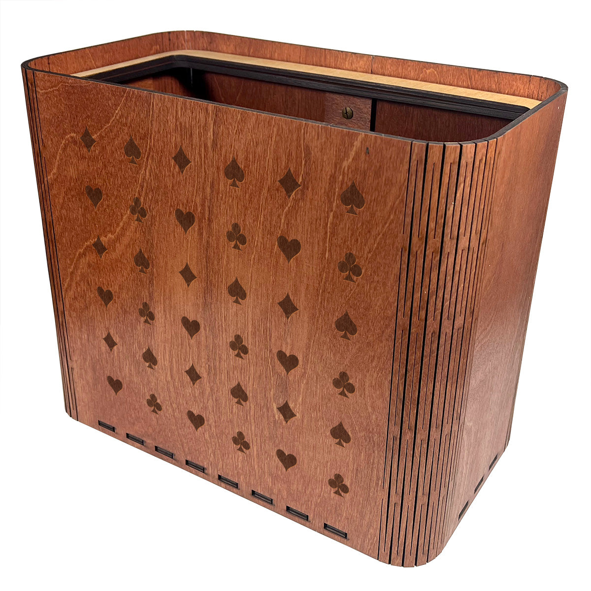 Slim Trash Can - Playing Cards - Wooden Garbage Bin for Game or Card Rooms and Bars
