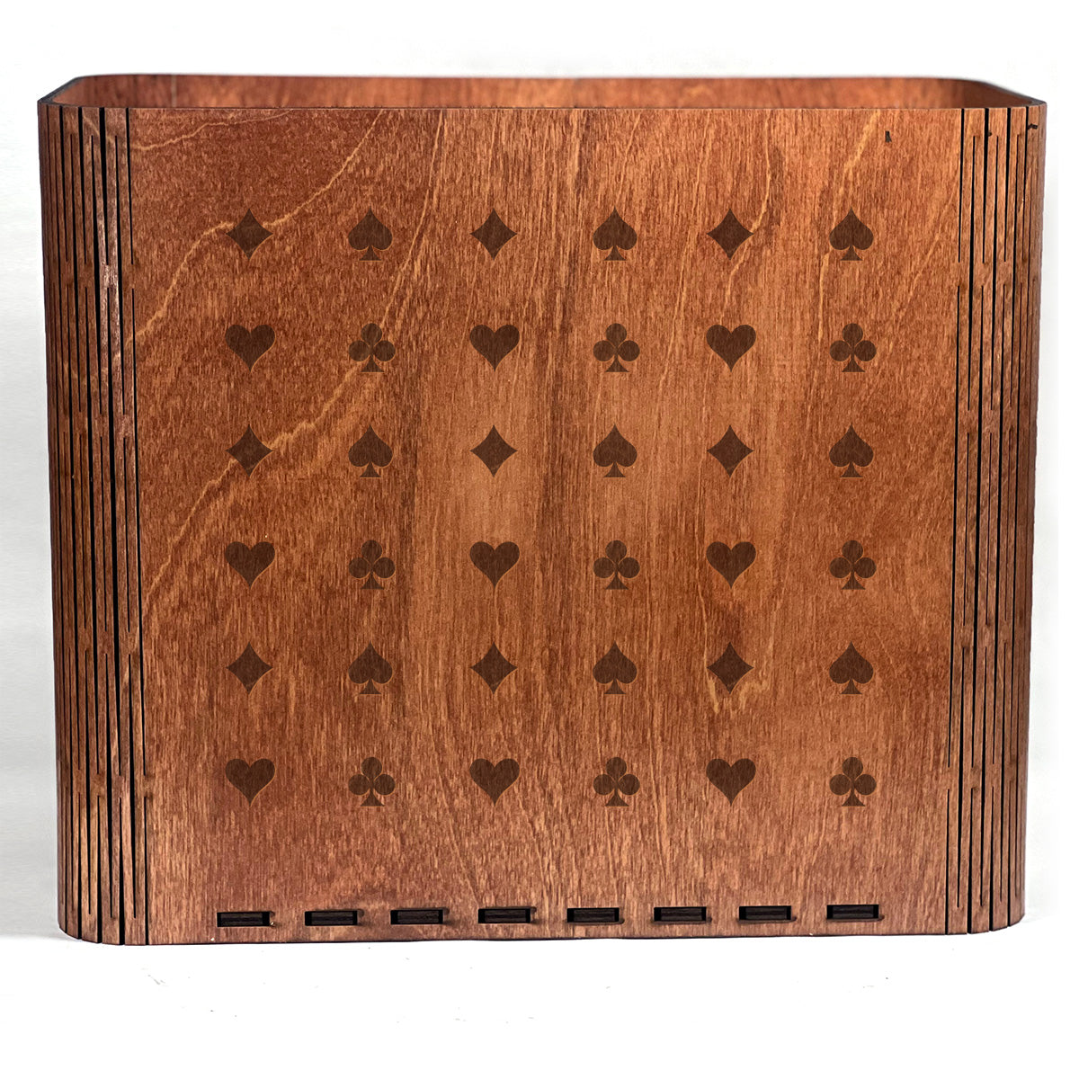 Slim Trash Can - Playing Cards - Wooden Garbage Bin for Game or Card Rooms and Bars