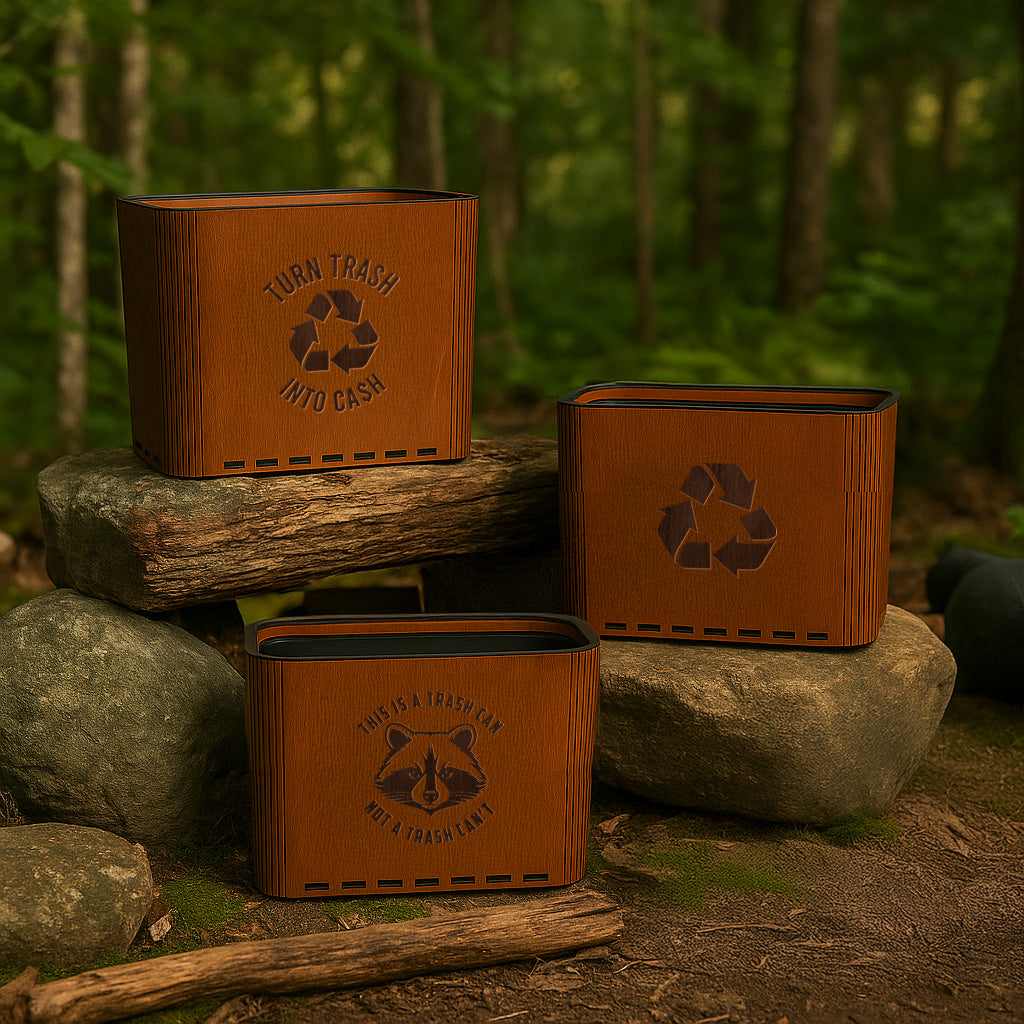 Slim Trash Can - "It's a Trash Can, Not a Trash Can't" - Wooden Garbage Bin
