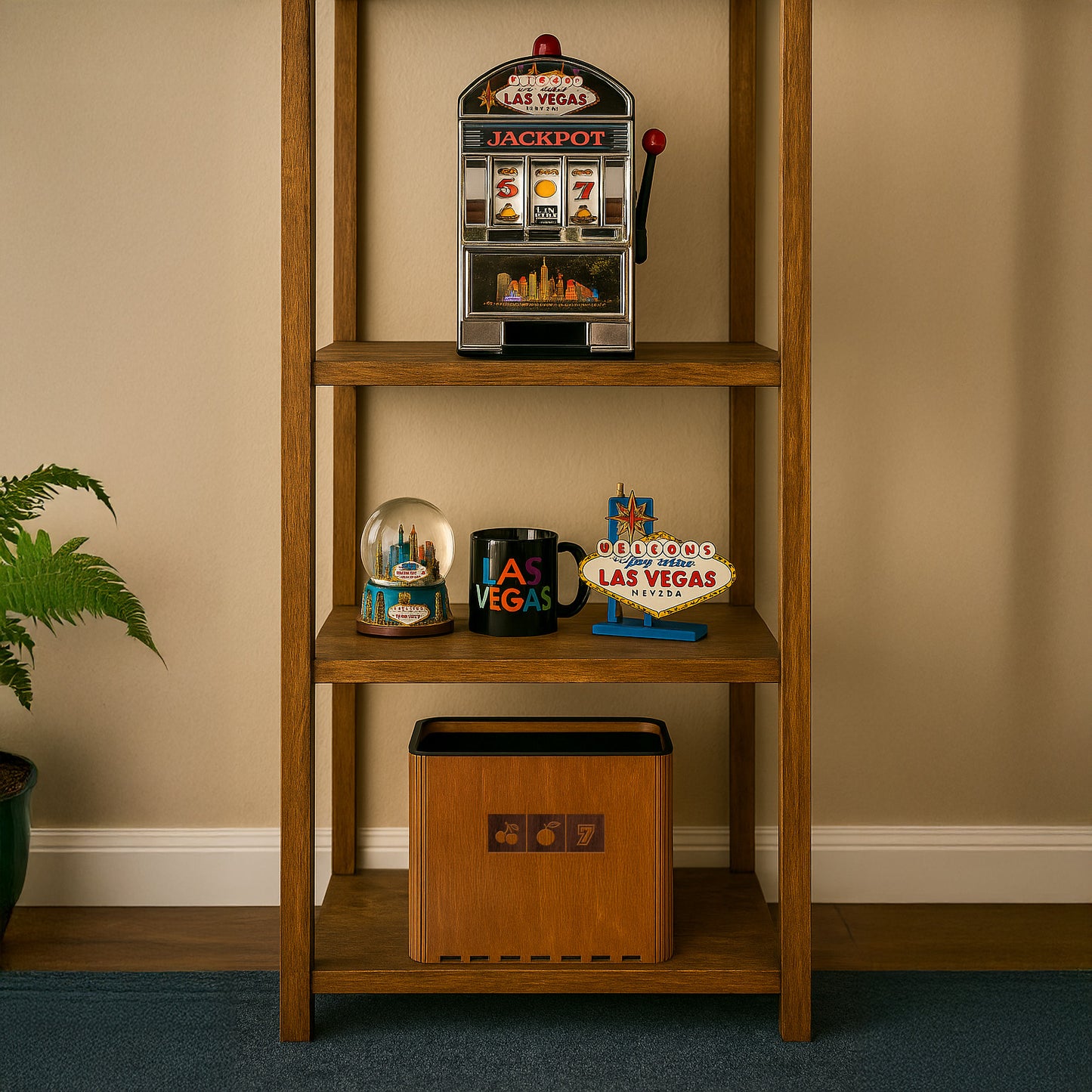 Slim Trash - Slot Machine - Wooden Garbage Bin for Game or Card Rooms