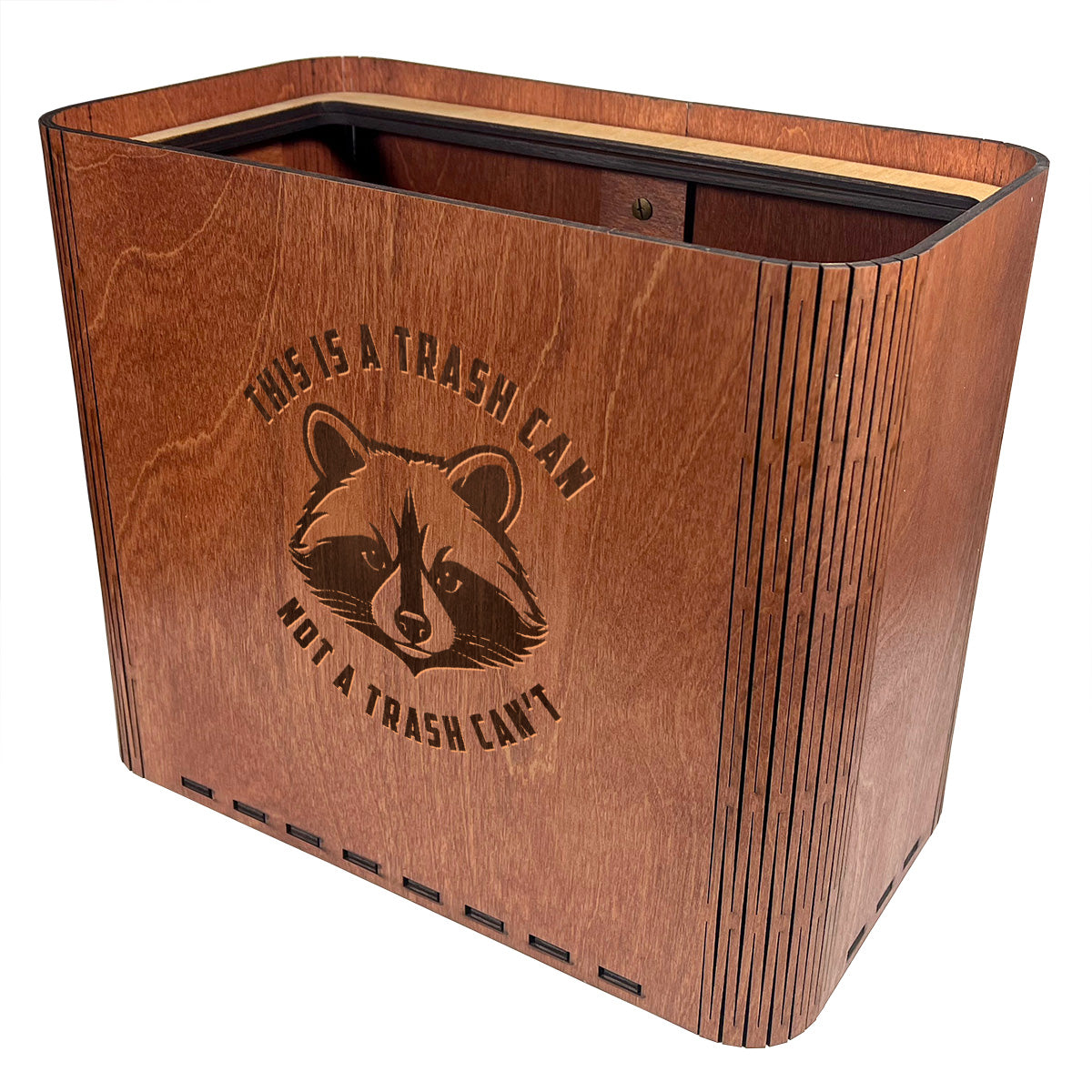 Slim Trash Can - "It's a Trash Can, Not a Trash Can't" - Wooden Garbage Bin