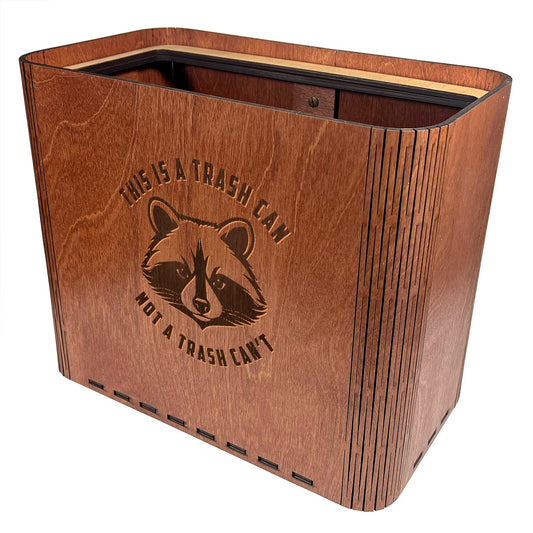 Slim Trash Can - "It's a Trash Can, Not a Trash Can't" - Wooden Garbage Bin