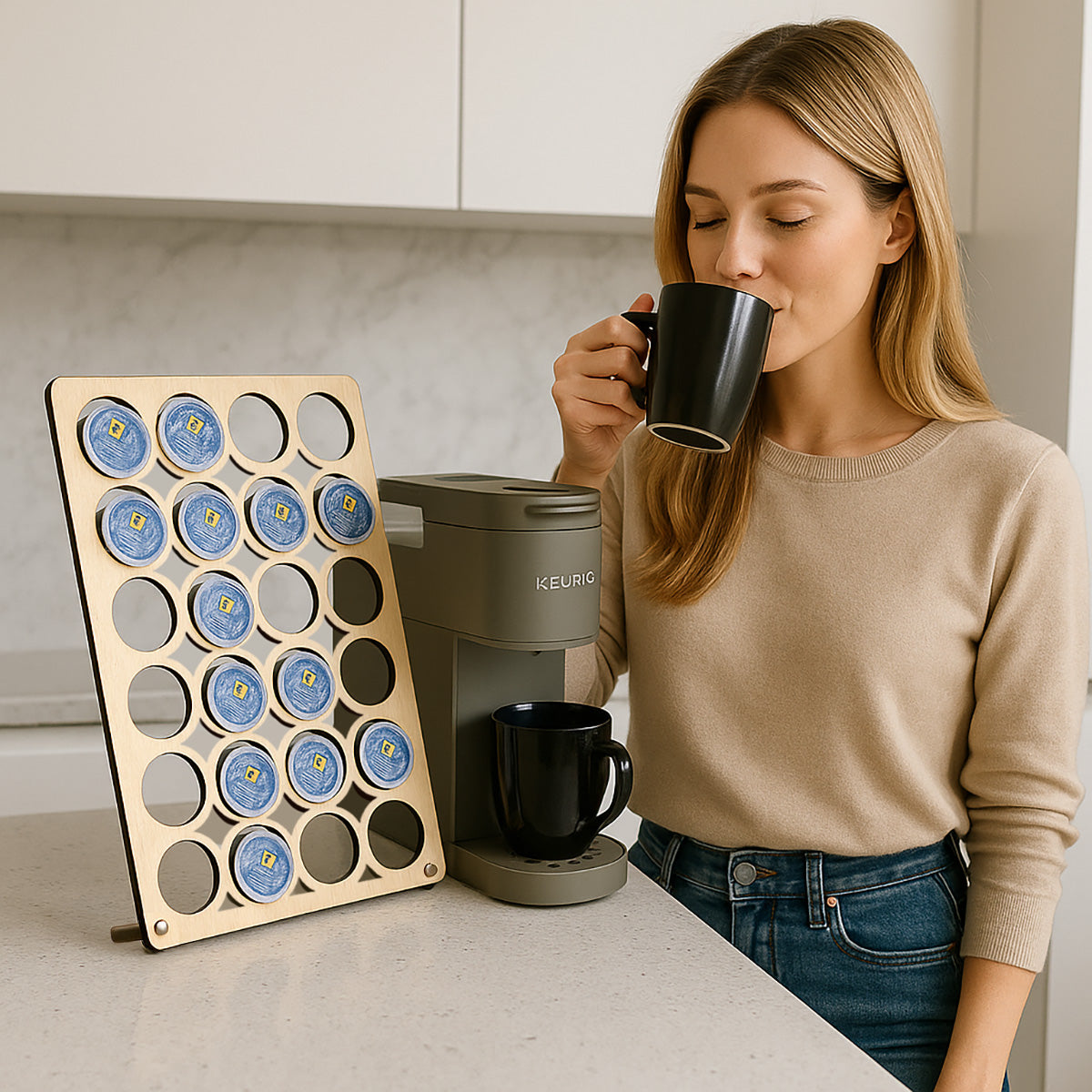 Kcup Compatible Pod Holder and Coffee Station Organizer