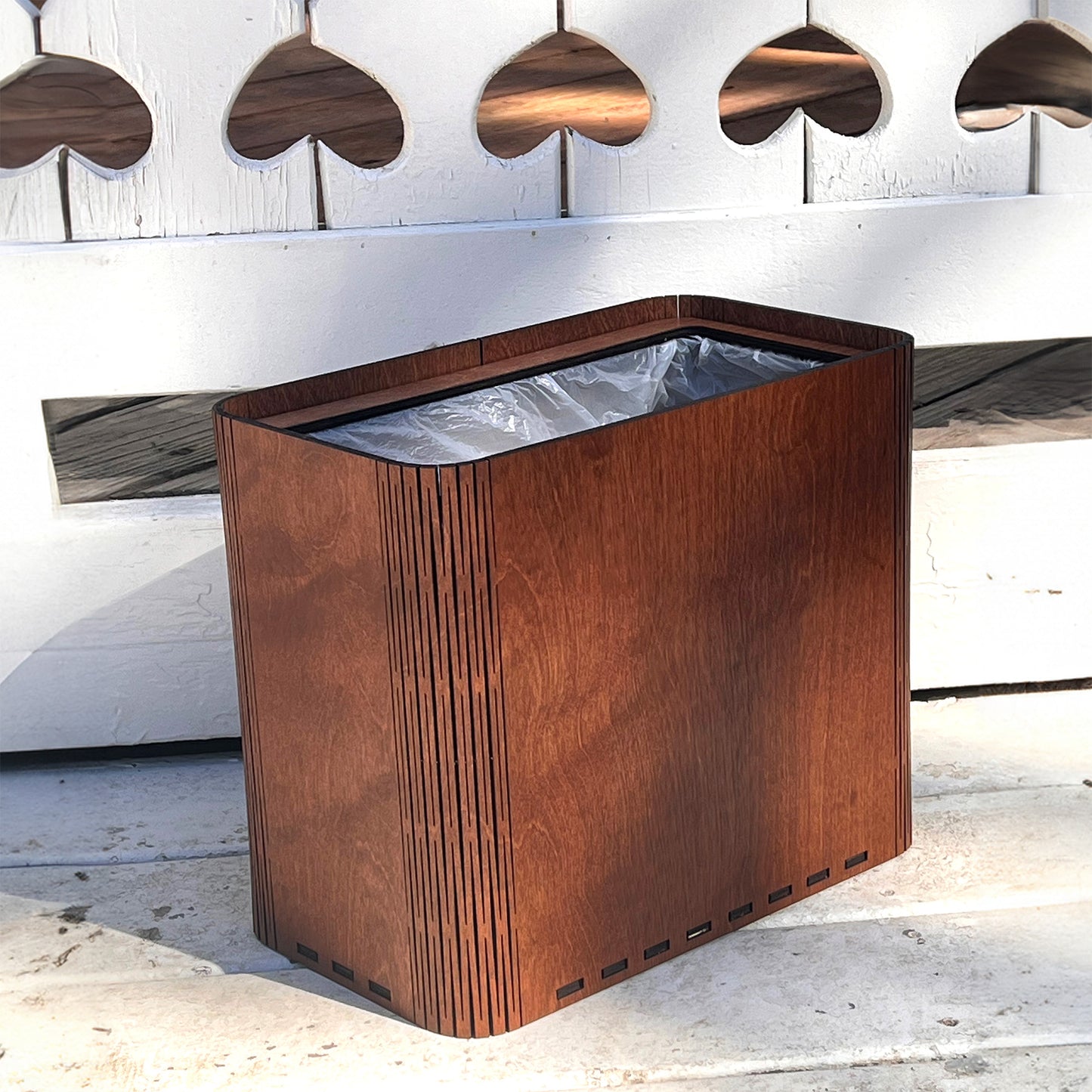 Slim Wooden Trash Can and Garbage Bin - No Engravings