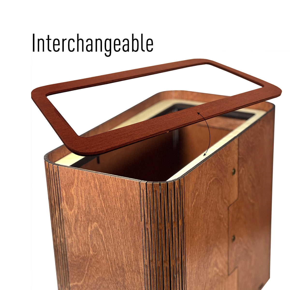 Lotus Flower Wooden Trash Can