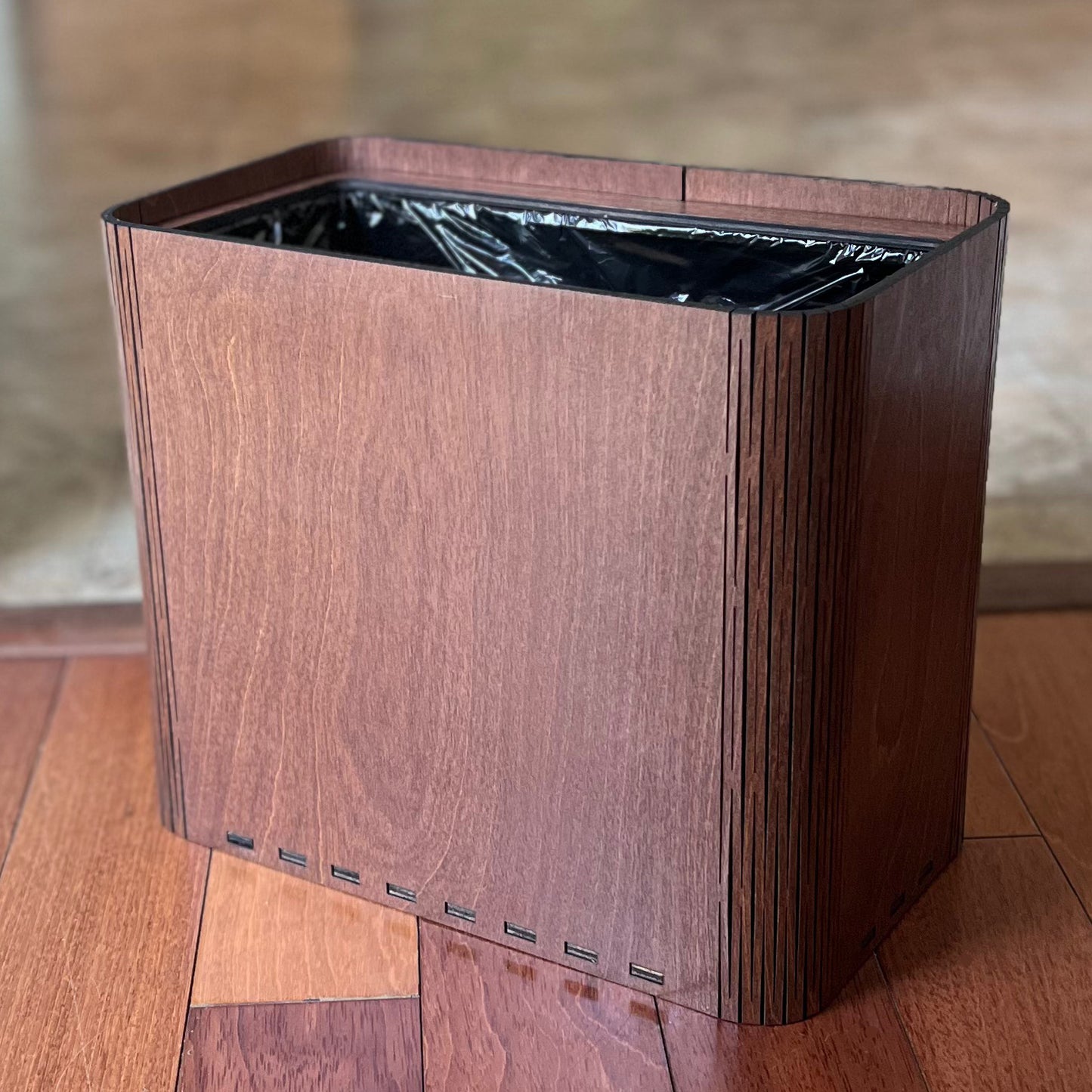Slim Wooden Trash Can and Garbage Bin - No Engravings