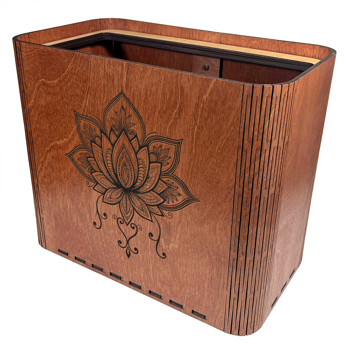 Lotus Flower Wooden Trash Can