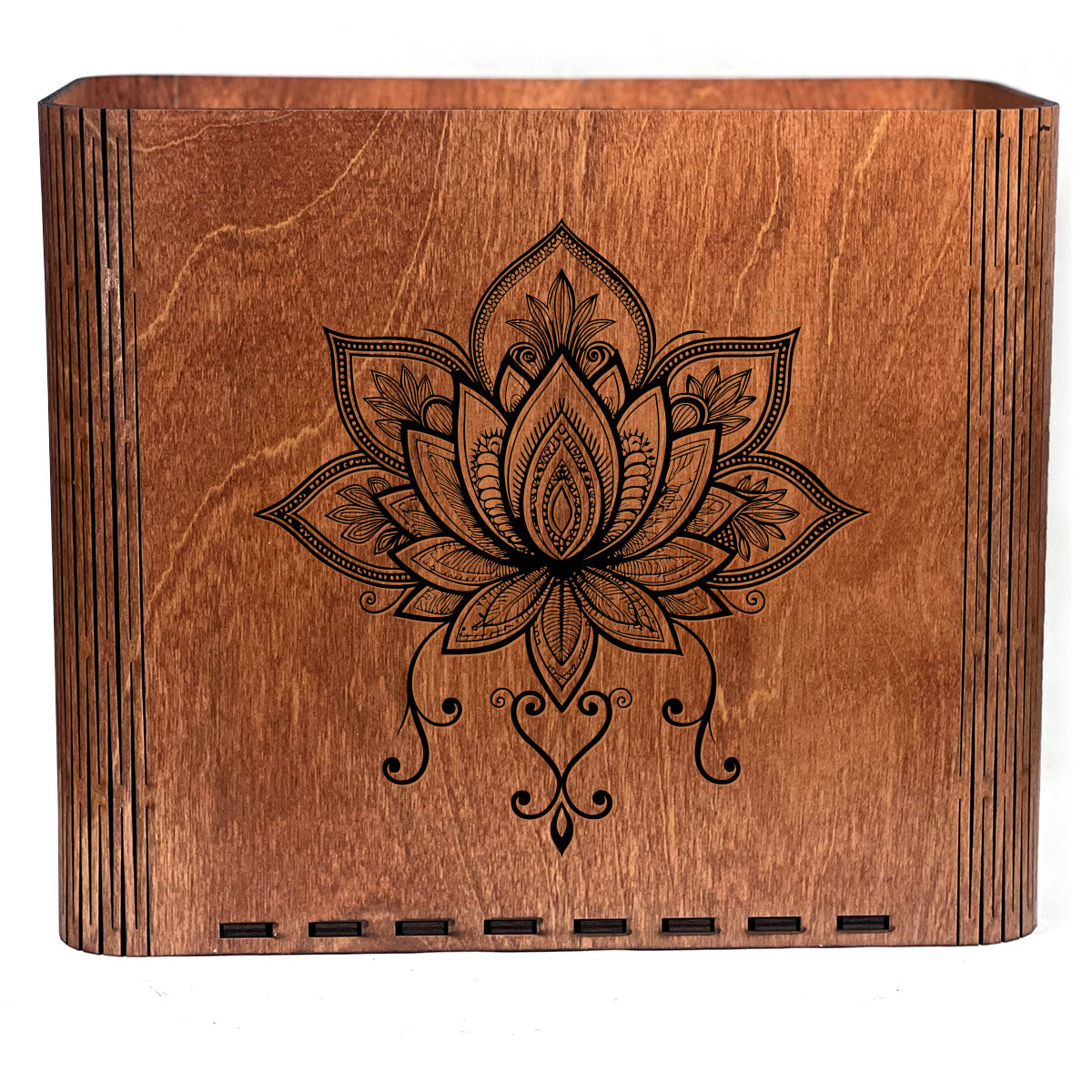 Lotus Flower Wooden Trash Can