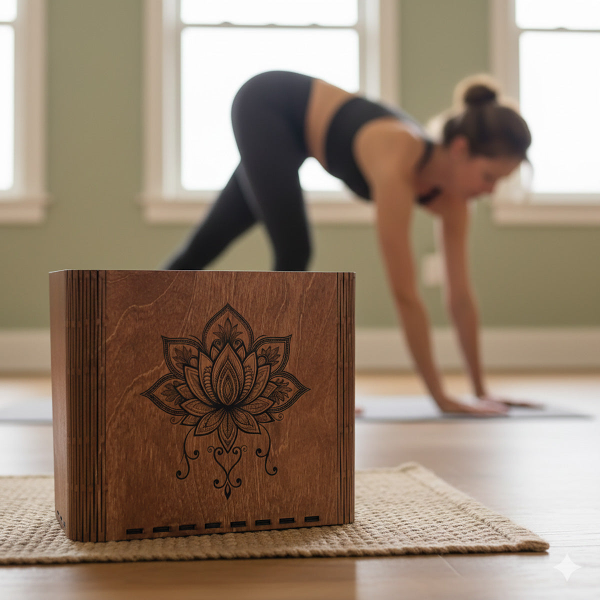 Lotus Flower Wooden Trash Can