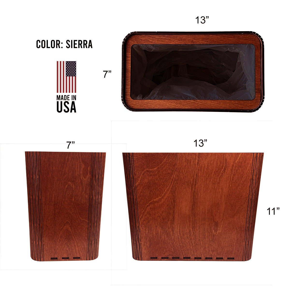 Lotus Flower Wooden Trash Can