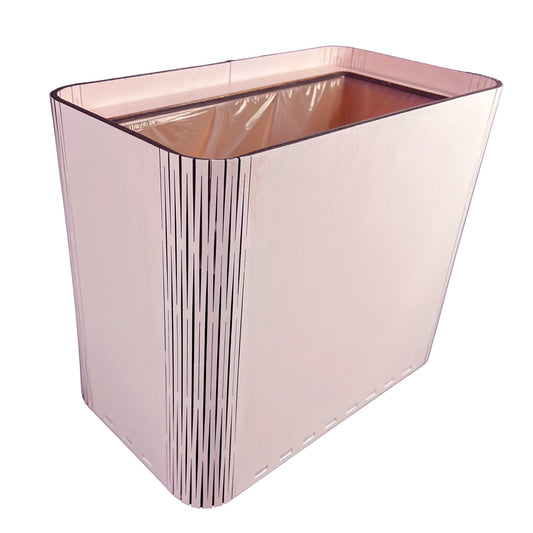Personalized Slim Light Pink Wooden Trash Can for Bedroom or Bathroom