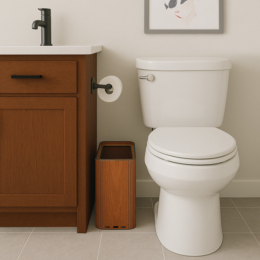 Slim Wooden Trash Can and Garbage Bin - No Engravings