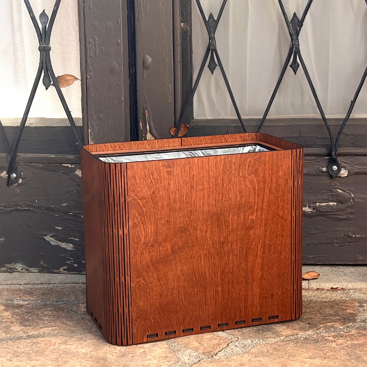 Slim Wooden Trash Can and Garbage Bin - No Engravings